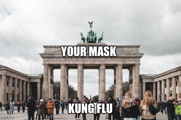 At least it looks like it works. | YOUR MASK; KUNG FLU | image tagged in covid 19,politics,kung flu,funny memes,government corruption,media lies | made w/ Imgflip meme maker