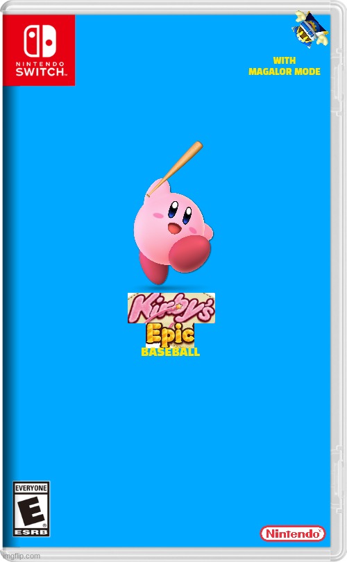 kirby's epic baseball | WITH
MAGALOR MODE; BASEBALL | image tagged in nintendo switch,kirby,baseball,sports,fake,magalor | made w/ Imgflip meme maker