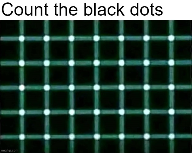 @_@ | Count the black dots | image tagged in fun,count,black,dots,fyp,grid | made w/ Imgflip meme maker