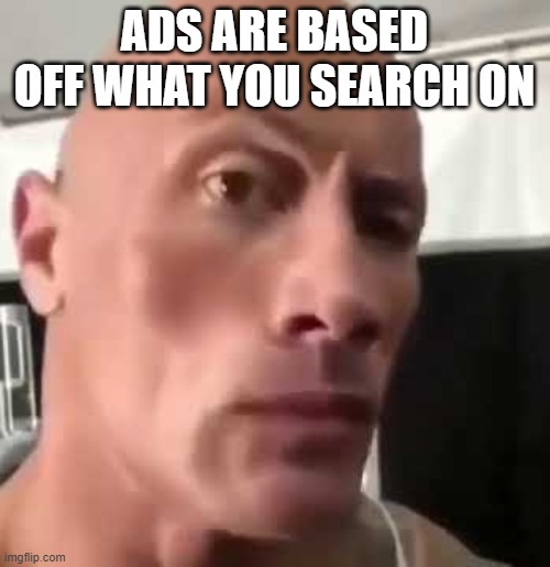 The Rock Eyebrows | ADS ARE BASED OFF WHAT YOU SEARCH ON | image tagged in the rock eyebrows | made w/ Imgflip meme maker