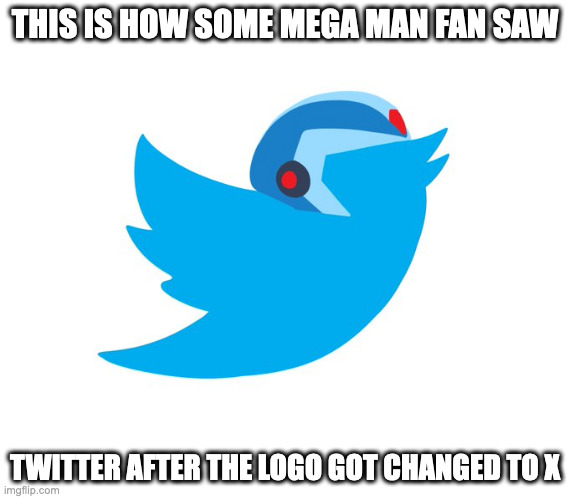 Twitter Bird Logo With X Helmet | THIS IS HOW SOME MEGA MAN FAN SAW; TWITTER AFTER THE LOGO GOT CHANGED TO X | image tagged in twitter,megaman,megaman x,memes | made w/ Imgflip meme maker