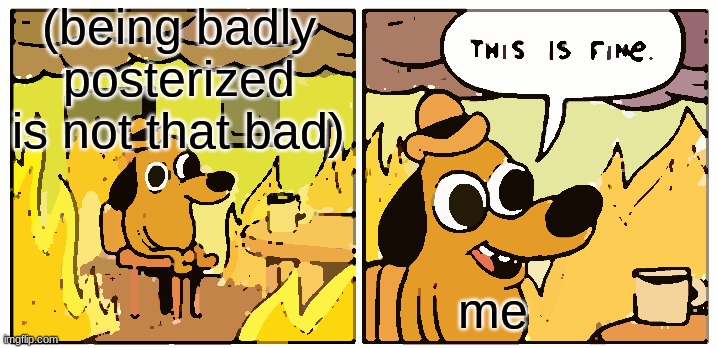 lol | (being badly posterized is not that bad); me | image tagged in memes,this is fine | made w/ Imgflip meme maker