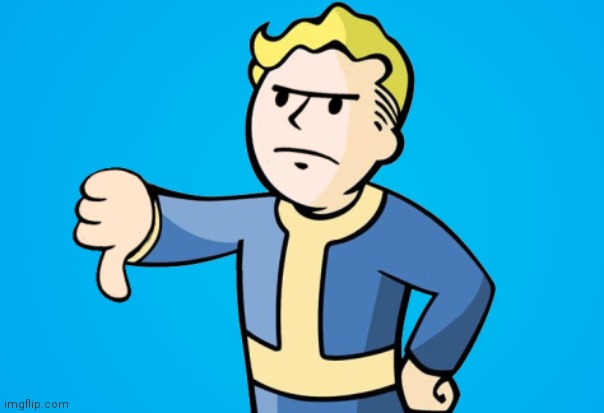 Vault Boy Thumbs Down | image tagged in vault boy thumbs down | made w/ Imgflip meme maker