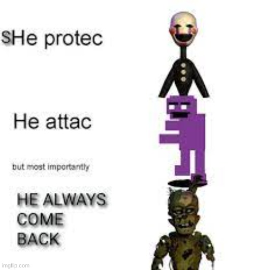 I ALWAYS COME BACK | image tagged in fanf,meme | made w/ Imgflip meme maker