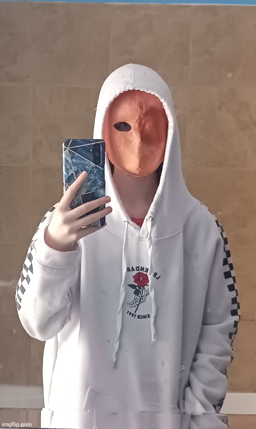 Update on the mask, I covered the smaller eye because I was getting annoyed with it not being the same size | image tagged in lol,mask | made w/ Imgflip meme maker