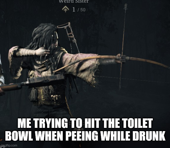 At least im trying | ME TRYING TO HIT THE TOILET BOWL WHEN PEEING WHILE DRUNK | image tagged in trying to hit x | made w/ Imgflip meme maker