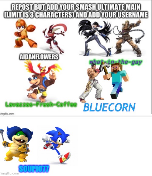 SOUPIO77 | image tagged in super smash bros,choose your fighter | made w/ Imgflip meme maker