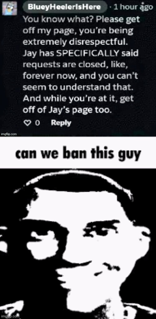Can we ban this guy | image tagged in can we ban this guy,bluey,deviantart,comment,annoying comment | made w/ Imgflip meme maker
