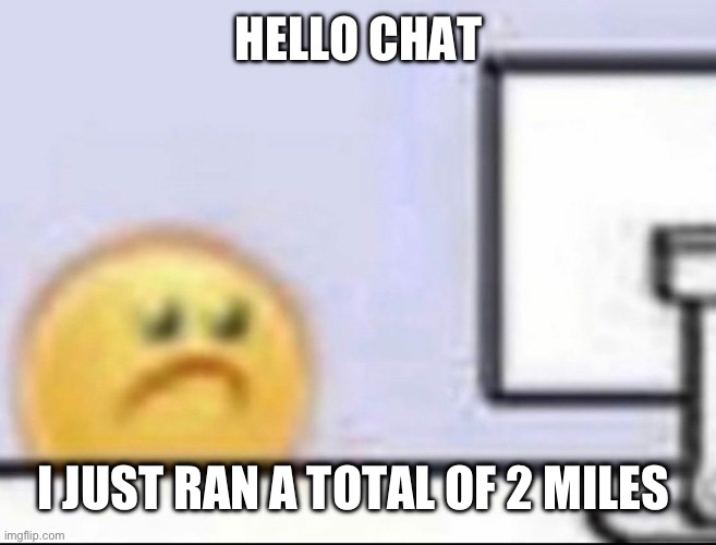 Zad | HELLO CHAT; I JUST RAN A TOTAL OF 2 MILES | image tagged in zad | made w/ Imgflip meme maker