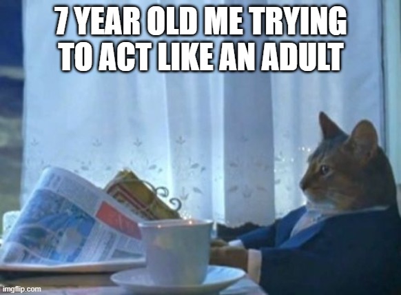 ? | 7 YEAR OLD ME TRYING TO ACT LIKE AN ADULT | image tagged in memes,i should buy a boat cat,kids | made w/ Imgflip meme maker