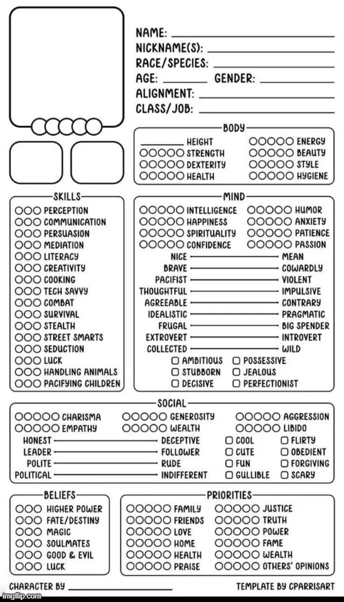 Character Sheet Blank Template - Imgflip