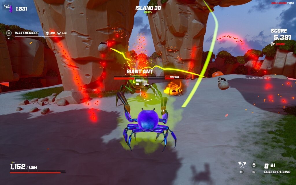 When you’re a purple crab with shotguns fighting a giant ant that shoots poisonous balls at you: | made w/ Imgflip meme maker