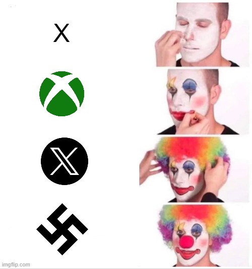X | X | image tagged in memes,clown applying makeup | made w/ Imgflip meme maker