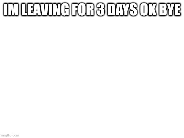 IM LEAVING FOR 3 DAYS OK BYE | made w/ Imgflip meme maker