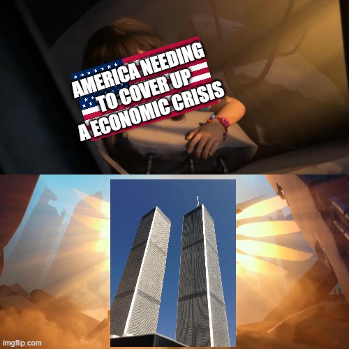 ruh roh. | AMERICA NEEDING TO COVER UP A ECONOMIC CRISIS | image tagged in overwatch mercy meme,dark humor,dark humour,memes | made w/ Imgflip meme maker