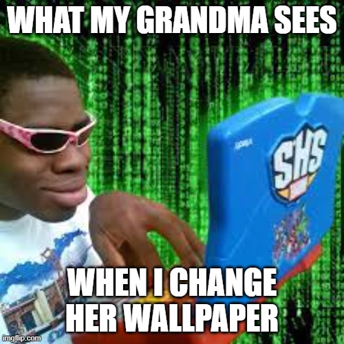 WHAT MY GRANDMA SEES; WHEN I CHANGE HER WALLPAPER | made w/ Imgflip meme maker