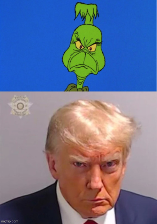 The GRINCH & GRABBER | image tagged in grinch,the grabber who tried to steal an election,trump,maga,criminal,racketeering | made w/ Imgflip meme maker