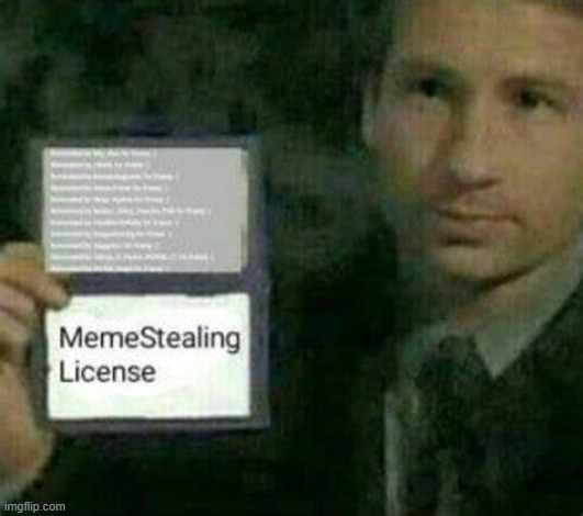 Proof I have Meme Stealing License | image tagged in proof i have meme stealing license | made w/ Imgflip meme maker