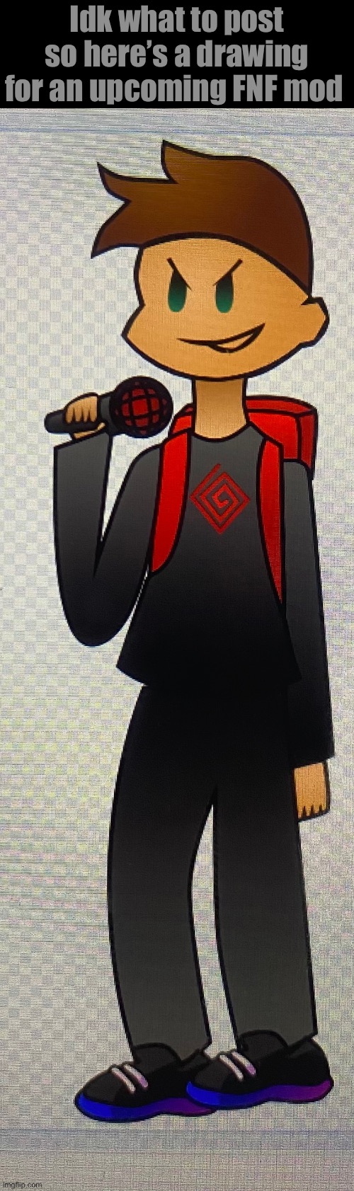 He’s called Mike | Idk what to post so here’s a drawing for an upcoming FNF mod | made w/ Imgflip meme maker