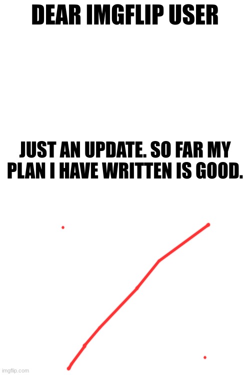 DEAR IMGFLIP USER; JUST AN UPDATE. SO FAR MY PLAN I HAVE WRITTEN IS GOOD. | made w/ Imgflip meme maker