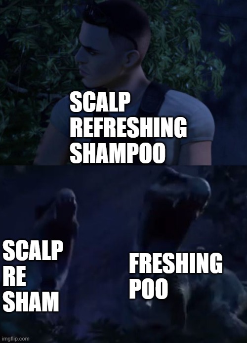 Reed's Death | SCALP REFRESHING SHAMPOO SCALP
RE
SHAM FRESHING
POO | image tagged in reed's death | made w/ Imgflip meme maker