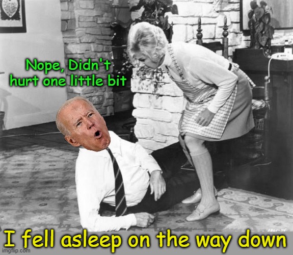 Joe was certain he had mastered avoiding consequences. He couldn't wait to tell Hunter. | Nope, Didn't hurt one little bit; I fell asleep on the way down | image tagged in vintage | made w/ Imgflip meme maker