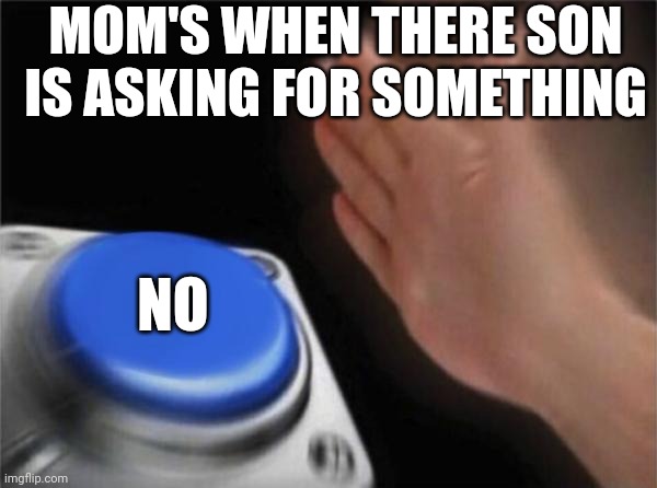 Blank Nut Button Meme | MOM'S WHEN THERE SON IS ASKING FOR SOMETHING; NO | image tagged in memes,blank nut button | made w/ Imgflip meme maker
