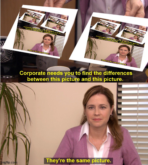 I think they are definintly the same picture... | image tagged in they're the same picture | made w/ Imgflip meme maker
