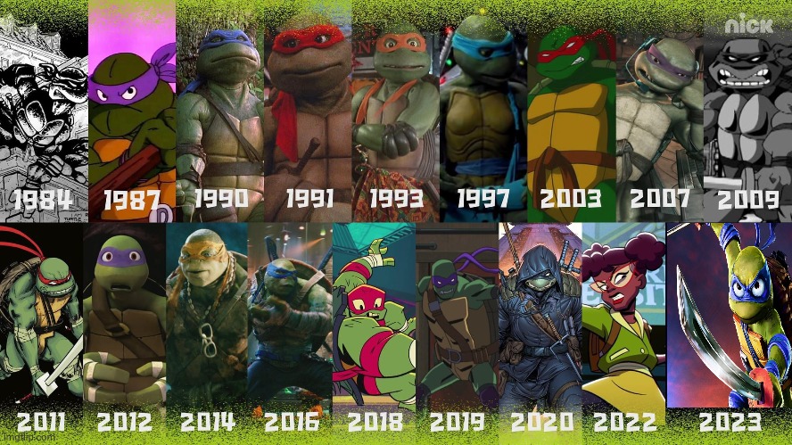 Teenage Mutant Ninja Turtles through the years | image tagged in tmnt | made w/ Imgflip meme maker