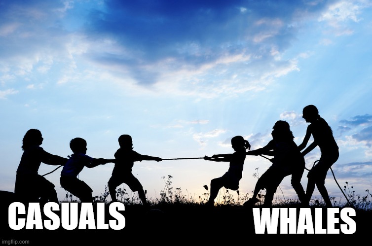 Tug of War | CASUALS; WHALES | image tagged in tug of war | made w/ Imgflip meme maker