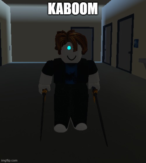 bacon hair sword | KABOOM | image tagged in bacon hair sword | made w/ Imgflip meme maker