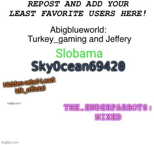 THE_ENDERPARROT8:
MIXED | made w/ Imgflip meme maker