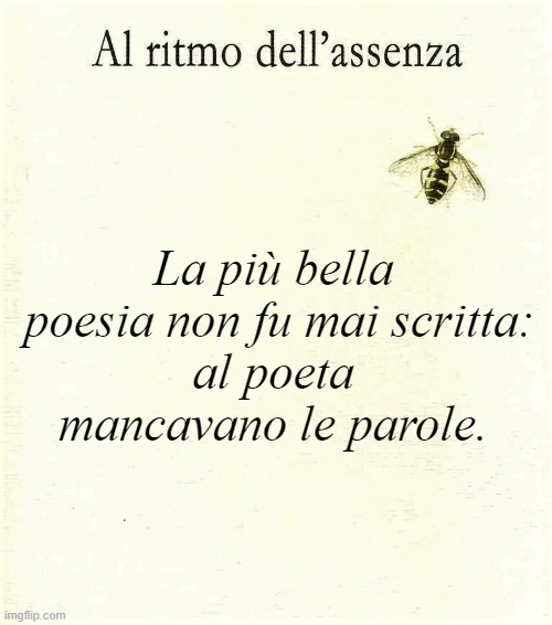 La più bella
 poesia non fu mai scritta:
al poeta mancavano le parole. | made w/ Imgflip meme maker