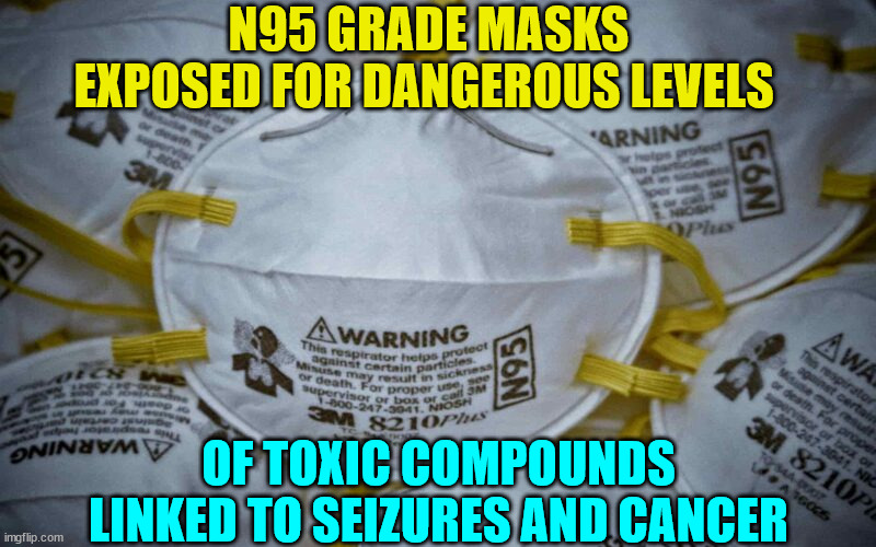 Why isn't the media raising a red flag on masks now? | N95 GRADE MASKS EXPOSED FOR DANGEROUS LEVELS; OF TOXIC COMPOUNDS LINKED TO SEIZURES AND CANCER | image tagged in covid,mask,truth | made w/ Imgflip meme maker