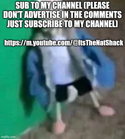 https://m.youtube.com/@ItsTheNatShack | SUB TO MY CHANNEL (PLEASE DON'T ADVERTISE IN THE COMMENTS JUST SUBSCRIBE TO MY CHANNEL); https://m.youtube.com/@ItsTheNatShack | made w/ Imgflip meme maker