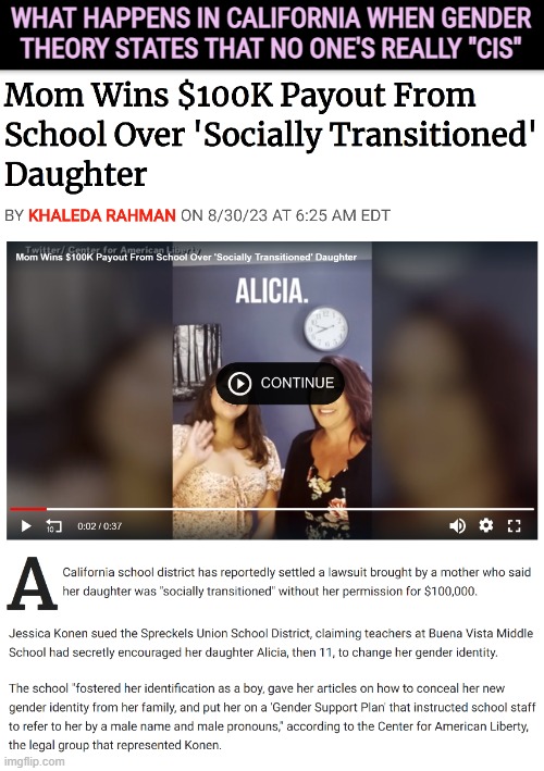 When in doubt, look up the headline | WHAT HAPPENS IN CALIFORNIA WHEN GENDER THEORY STATES THAT NO ONE'S REALLY "CIS" | image tagged in identity politics,politics,news | made w/ Imgflip meme maker