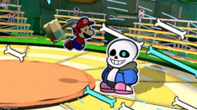image tagged in paper mario,sans | made w/ Imgflip meme maker