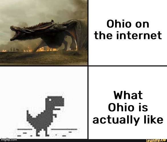 my english in my head vs my english when i'm talking | Ohio on the internet; What Ohio is actually like | image tagged in my english in my head vs my english when i'm talking | made w/ Imgflip meme maker