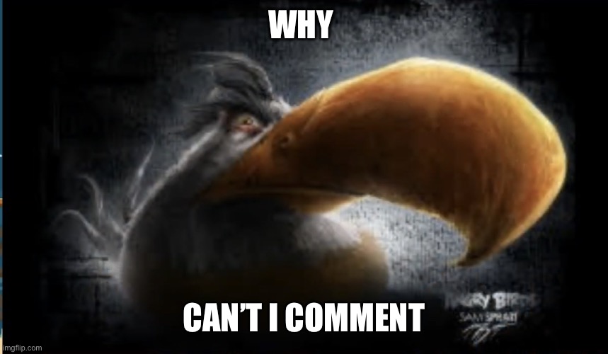 Realistic Mighty Eagle | WHY; CAN’T I COMMENT | image tagged in realistic mighty eagle | made w/ Imgflip meme maker