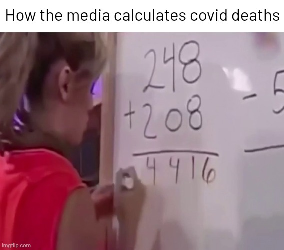 About that time again. | How the media calculates covid deaths | image tagged in math girl | made w/ Imgflip meme maker