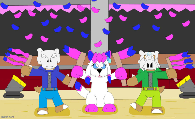 The Ribbon Performane (theres a story on DeviantArt that goes with this art, its super  sweet and nice) | image tagged in the ribbon performance art by liam | made w/ Imgflip meme maker