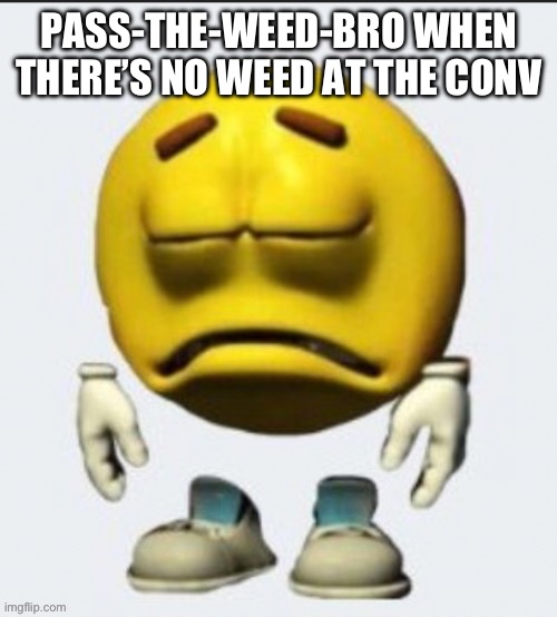 Sad emoji | PASS-THE-WEED-BRO WHEN THERE’S NO WEED AT THE CONVENTION | image tagged in sad emoji | made w/ Imgflip meme maker