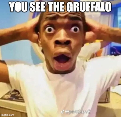 Shocked black guy | YOU SEE THE GRUFFALO | image tagged in shocked black guy | made w/ Imgflip meme maker