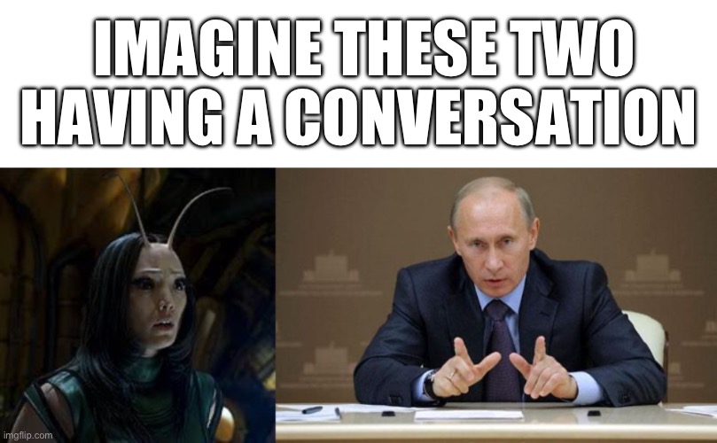 Mantis actually cares abt human feelings | IMAGINE THESE TWO HAVING A CONVERSATION | image tagged in memes,blank transparent square,vladimir putin | made w/ Imgflip meme maker