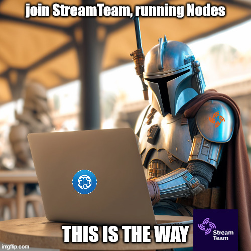 Mandalorian StreamTeam | join StreamTeam, running Nodes; THIS IS THE WAY | image tagged in mandalorian,streamteam,data,streamr node | made w/ Imgflip meme maker
