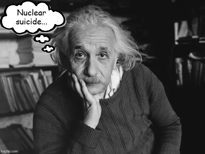 Einstein | Nuclear suicide... | image tagged in nuclear suicide | made w/ Imgflip meme maker