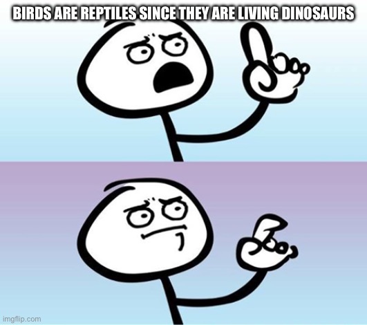 It’s true though | BIRDS ARE REPTILES SINCE THEY ARE LIVING DINOSAURS | image tagged in can't argue with that / technically not wrong | made w/ Imgflip meme maker