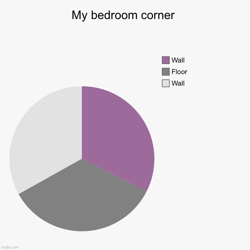 My bedroom corner | Wall, Floor, Wall | image tagged in charts,pie charts | made w/ Imgflip chart maker