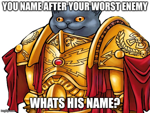 well? | YOU NAME AFTER YOUR WORST ENEMY; WHATS HIS NAME? | image tagged in funny | made w/ Imgflip meme maker