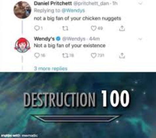 sorry for low quality | image tagged in wendy's,roasted | made w/ Imgflip meme maker